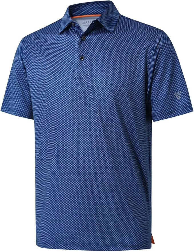 Golf Shirts for Men Dry Fit Short Sleeve Print Performance Moisture Wicking Polo Shirt