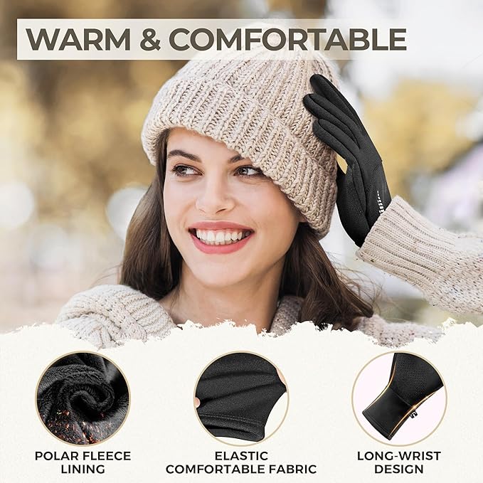 SIMARI Winter Gloves for Women, TouchScreen Water-Resistant Warm Thermal Gloves for Cold Weather, Running Hiking Driving