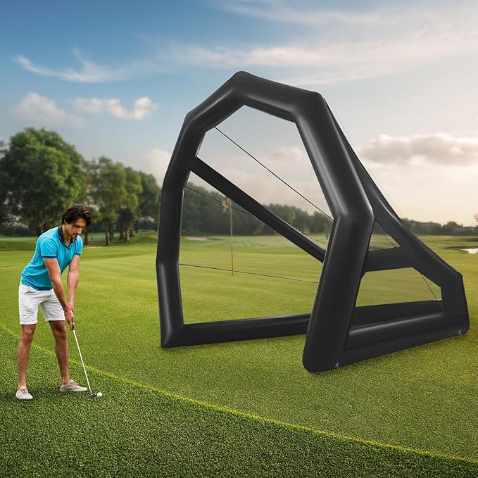 Golf Practice Hitting Net, 11.48x9.84x 9.84 FT Golf Hitting Nets, Large Inflatable Golf Practice Net Cage for Indoor Outdoor Backyard Driving Range for Golfers