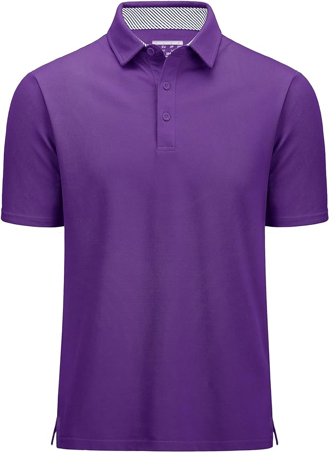MAGCOMSEN Men's Polo Shirts Short Sleeve Cotton Pique 3 Button Classic Fit Casual T-Shirt Performance Golf Shirts
