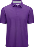 MAGCOMSEN Men's Polo Shirts Short Sleeve Cotton Pique 3 Button Classic Fit Casual T-Shirt Performance Golf Shirts