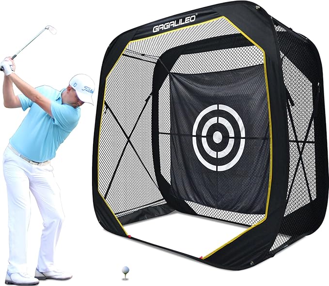 Gagalileo Pop Up Golf Practice Net: Hitting Cage with Target Portable Backyard Garage Training for Driving Chipping Swing Beginners & Golf Enthusiasts