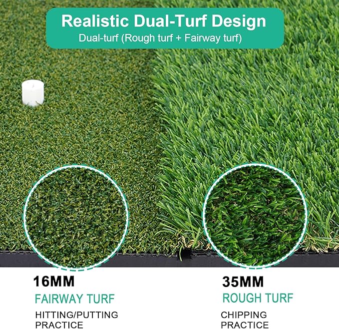 Golf Hitting Mat 24"x16" | 24"x24" Tri-Turf Golf Practice Mat Outdoor Indoor Portable Training Matt Traint Aid Batting Turf Matt for Chipping, Driving and Full Swing Practice