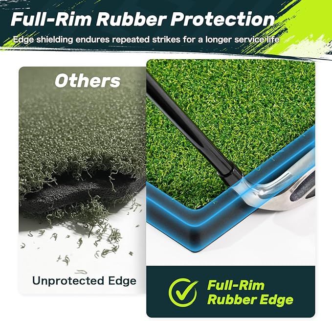 SAPLIZE Foldable Heavy-Duty Golf Hitting Mat with 10mm EVA Backing for Indoor/Outdoor Swing & Chipping, Golf Accessories & Gift for Men & Women