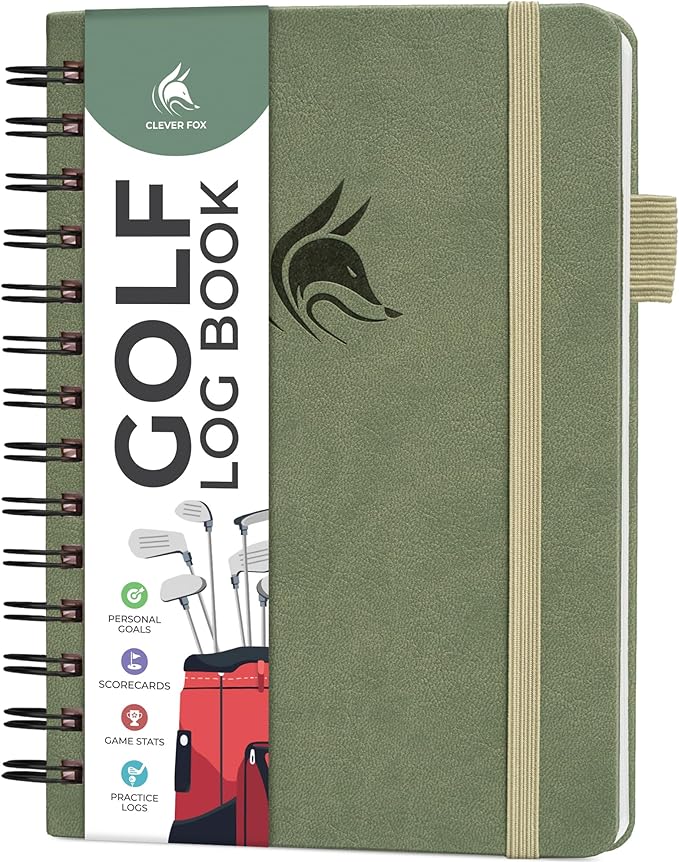 Clever Fox Golf Log Book – Small Training & Scorecard Journal – Pocket Notebook – Golf Practice Accessories & Gifts Ideas for Men (Cypress)