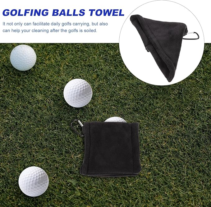 Golf Ball Towel with Buckle 14X14Cm Microfiber Golf Cleaning Cloth for Club and Ball Maintenance
