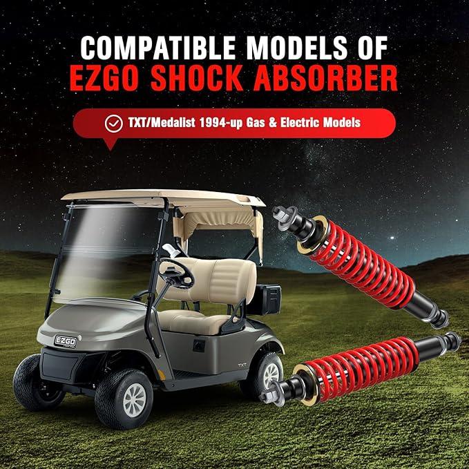 EZGO TXT Shocks, Golf Cart Front and Rear Shock Absorber, Golf Cart Heavy Duty Coil Spring Shock Absorber for EZGO TXT/Medalist 1994-UP, Replaces OEM# 70928-G01, 76418-G01, 70630-G01