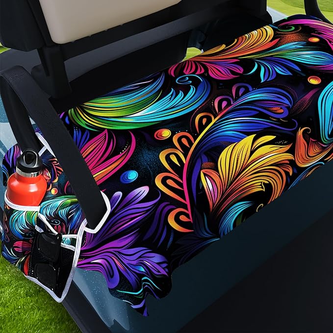 AQQA Golf Cart Seat Covers, Tropical Palm Leaf-Boho-Marble Microfiber Golf Cart Seat Blanket, Golf Blanket, Golf Accessories, Golf Cart Seat Towel Fits All 2-Seat Golf Carts, 55"x 32"