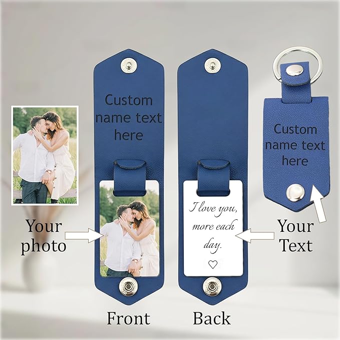 Custom Keychains with Picture Personalized Photo Logo Text Customized Key Chain for Boyfriend Dad Men Women Gifts