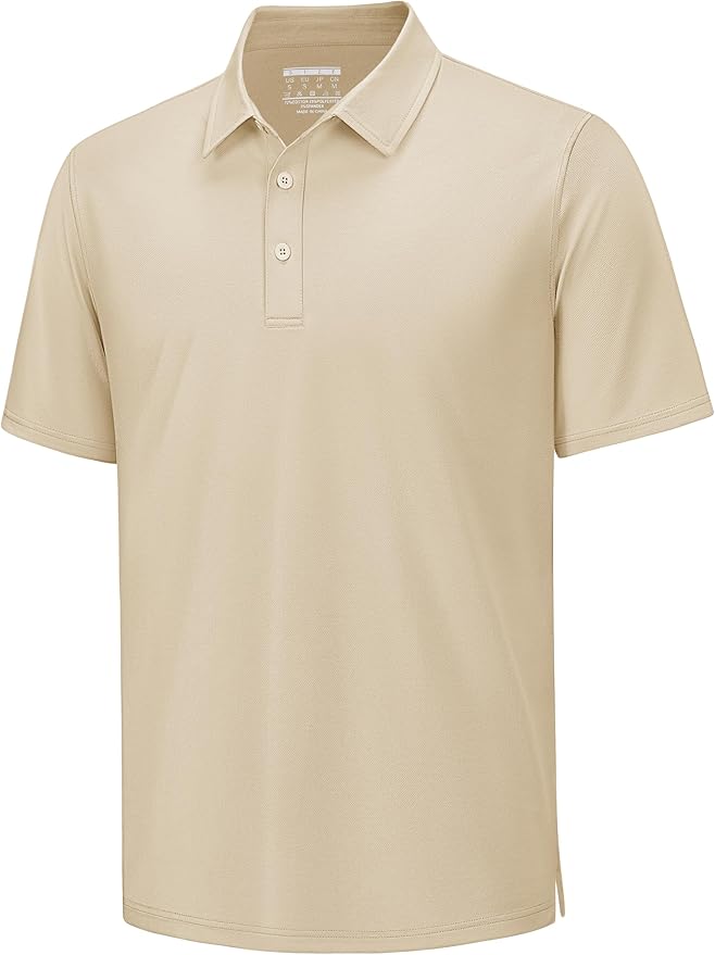 TACVASEN Mens Polo Shirts Short Sleeve Pique 3 Buttons Golf Polo Cooling Performance Moisture Wicking Shirt