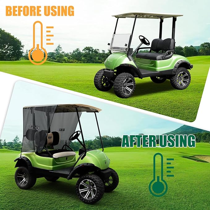 10L0L Golf Cart Sun Shade Cover for Yamaha G29 Drive2-2 Passenger Golf Cart Summer Covers, UV Heat Resistant Sunshade Curtain