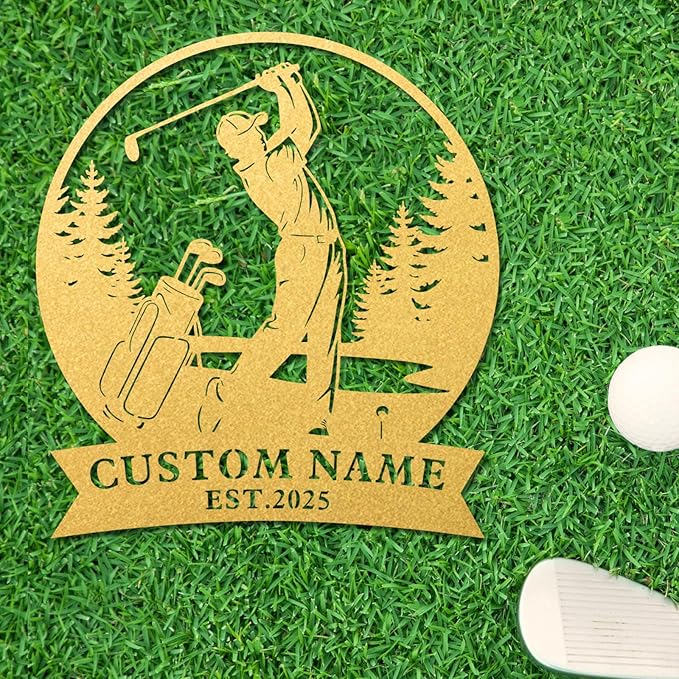Personalized Golf Metal Wall Art, Vintage Golf Wall Decor, Custom Signs Outdoor Metal, 19th Hole Home Decor for Man Cave Garage Bar Club, Personalized Gifts for Men Dad Father