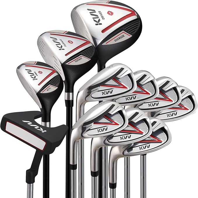KVV Men's Golf Clubs Package Set, 11-Club Complete Set with/Without Stand Bag/7-Piece Irons (5~P#), Right Handed/Left Handed