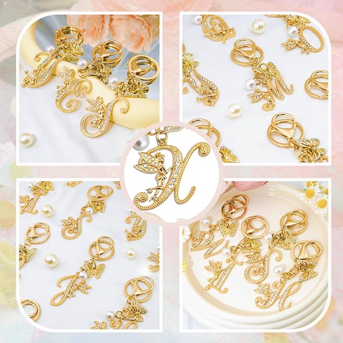 Initial Keychain Bag Charm Women Purse Charms for Handbags Accessories Charm for Wallet Butterfly Pendant for Girls