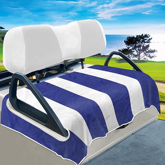 YOKYHOM Golf Cart Seat Covers, Blue Golf Cart Seat Towel Blanket Keeps Seat Comfortable and Clean, 100% Microfiber, 51''x 31'', for EZGO, Yamaha, Club Car and More 2-Seat Golf Carts