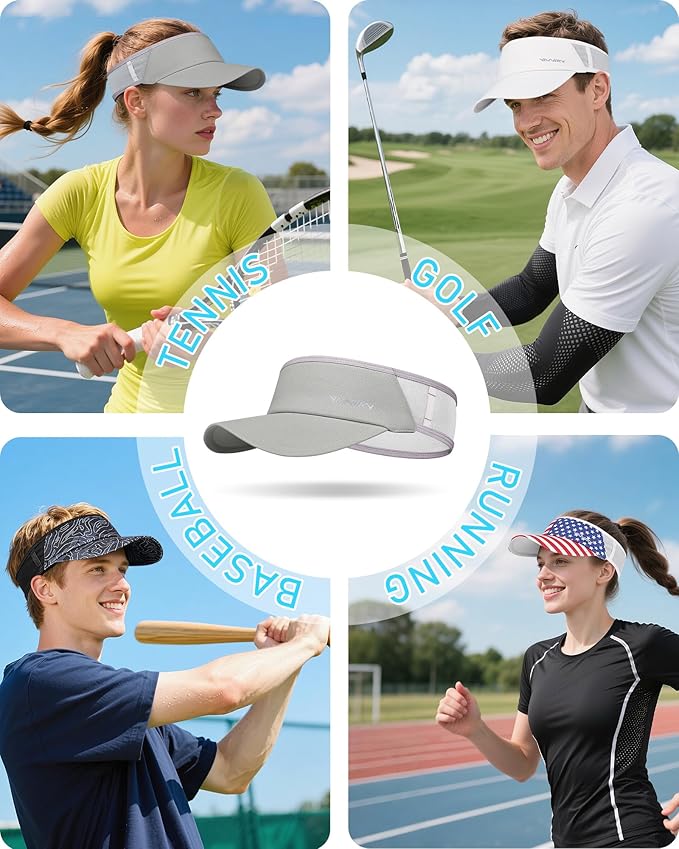 Sports Sun Visor Hats for Women Men Lightweight Breathable Cooling Stretchy Visors Foldable UPF 50+ for Running Tennis Golf