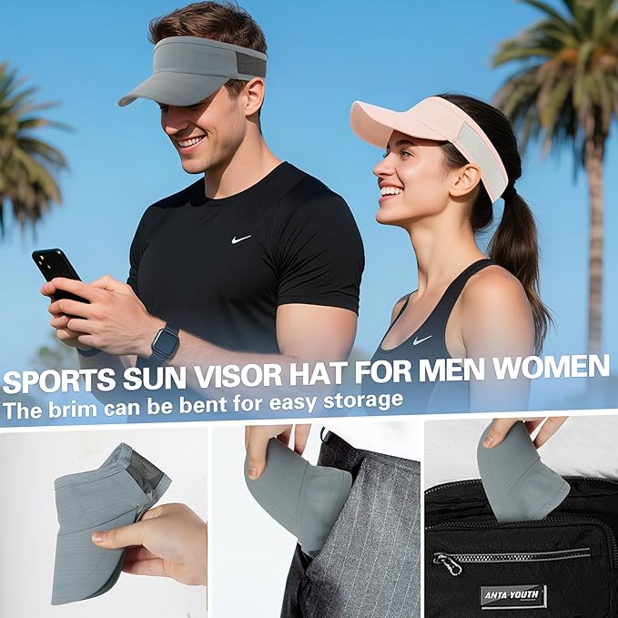 HH HOFNEN Sports Sun Visor Cooling Lightweight Stretchy Packable Running Golf Visor Hat for Men Women