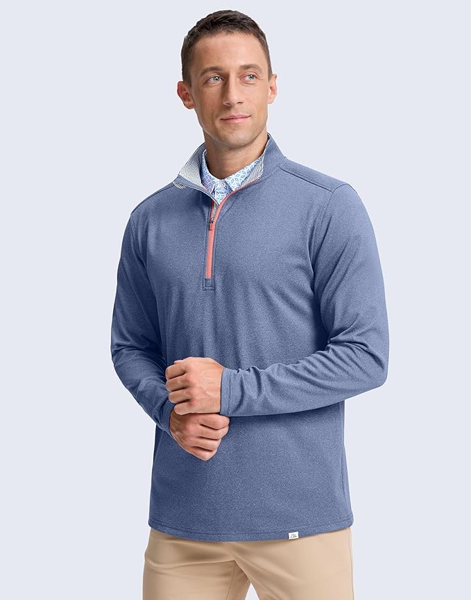 Obla Golf Quarter Zip Pullover Men Fleece Mock Neck Sweatshirt Winter Warm 1/4 Zip Long Sleeve Golf Shirt
