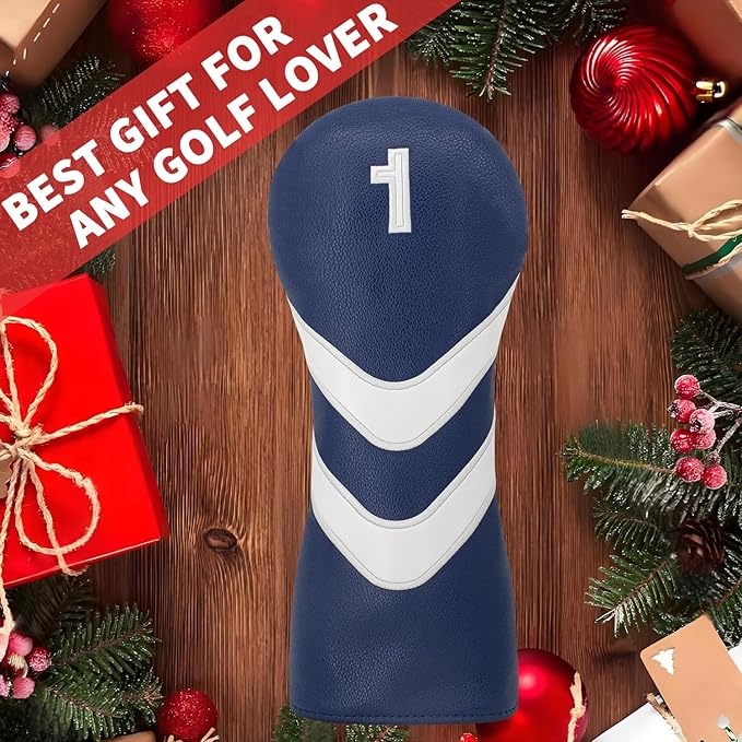 Golf Head Cover Golf Club Blue Leather Headcovers Set Fits Driver Fairway Wood Hybrid Utility Putter Iron Wedge Headcover.