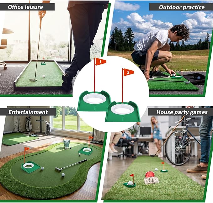 Sotiff Golf Putting Practice Cup Hole Training Aids Golf Accessories Training Putters with Plastic Flag for Adult Office Garage Yard Indoor Outdoor Practice