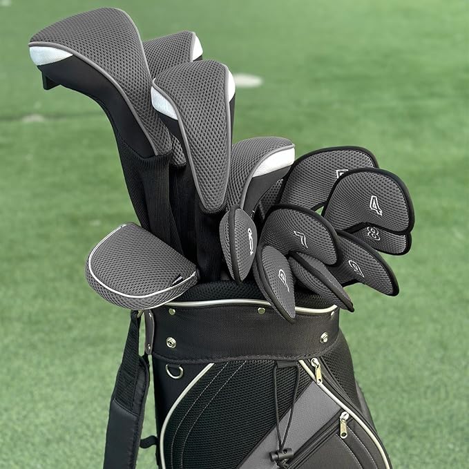 Andux 6pcs/Set Golf Club Head Covers Woods Drivers Fairway Hybrid Set Long Neck (3 Hybrid + 3 Woods)