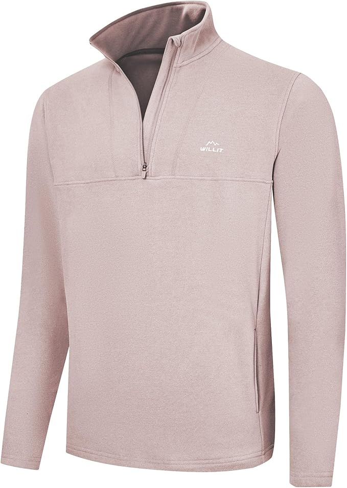 Willit Men's Winter Shirts Fleece Pullover with Pocket Quarter Zip Cold Weather Golf Hiking Casual Warm Shirts Long Sleeve