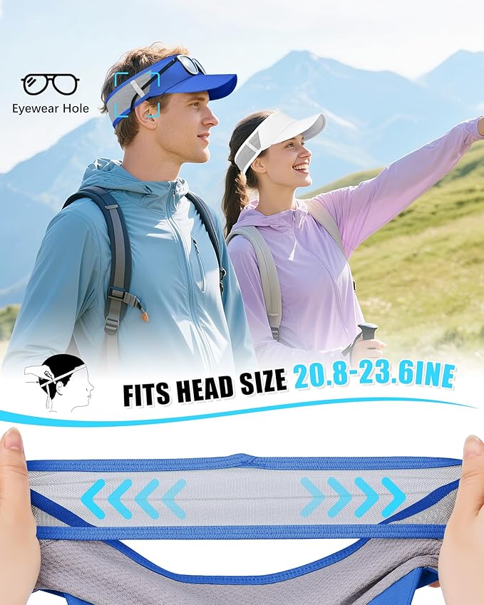 Sports Sun Visor Hats for Women Men Lightweight Breathable Cooling Stretchy Visors Foldable UPF 50+ for Running Tennis Golf