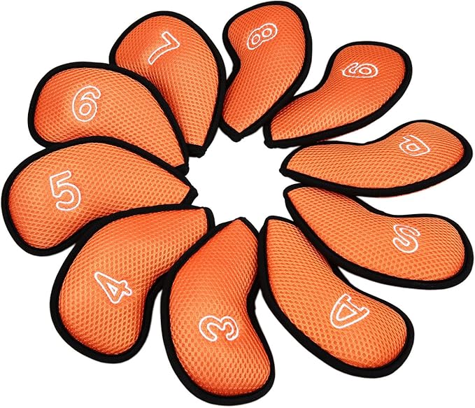 10Pcs/Pack New Meshy Golf Iron Covers Set Golf Club Head Cover Fit Most Irons