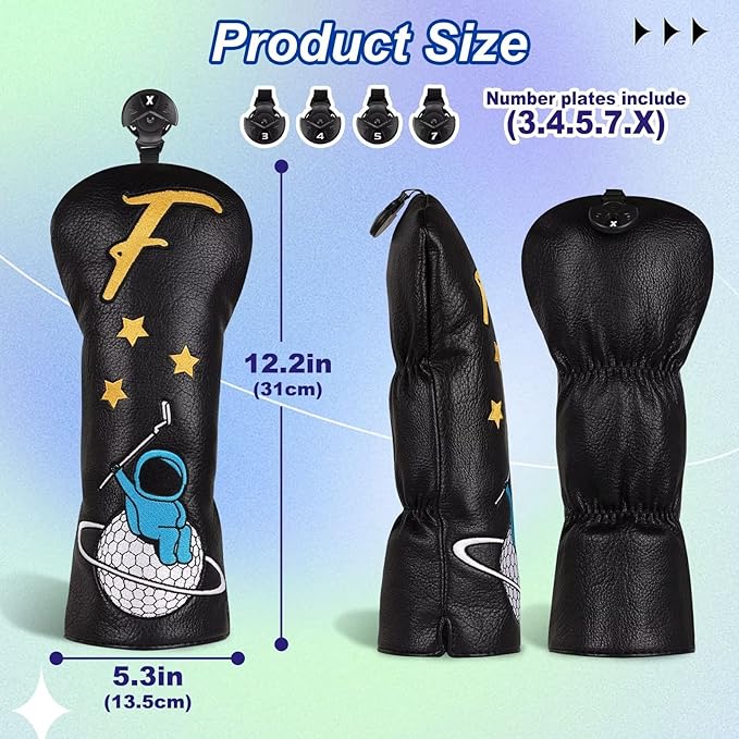 Astronaut Series Golf Headcovers, Synthetic Leather Golf Head Covers for Driver, Fairway Wood and Hybrid, Golf Putter Covers for Mallet and Blade