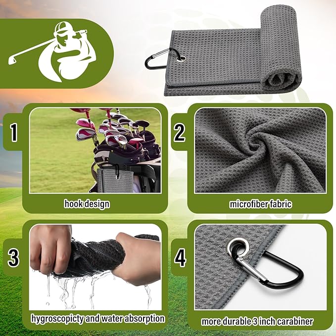 Liliful 12 Pcs Golf Accessories Kit, Include Golf Ball Bag with Hook Towel Tees Magnetic Ball Marker Divot Tool Cleaner Brush for Women Man Gifts
