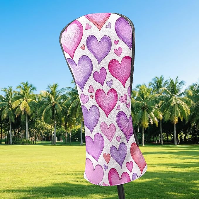 Golf Driver Head Covers Fairway Wood Headcovers, Premium Leather Golf Club Covers with Anti-Scratch Lining 1/3/5 Wood Cover for Golf Clubs for Women Men (Marble Blue)