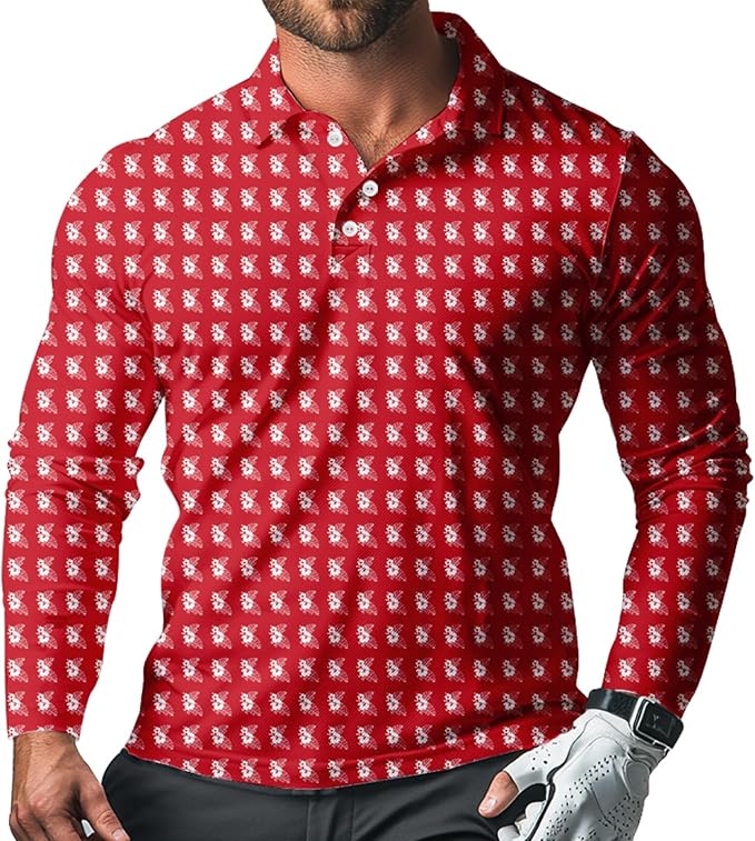 Men's Long Sleeve Golf Shirt Quick Dry 3 Button Work Fishing Outdoor Casual Collar Shirt