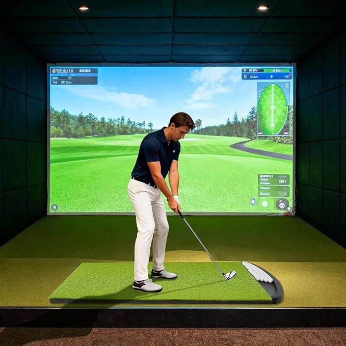 Integrated Golf Hitting Mat with Curved Ball Tray 5x4ft 6x4ft 26mm 31mm Thickening Golf Practice Mats Indoor & Outdoor, Durable Golf Turf Matt with 3 Tees for Hitting Chipping Striking, Swinging