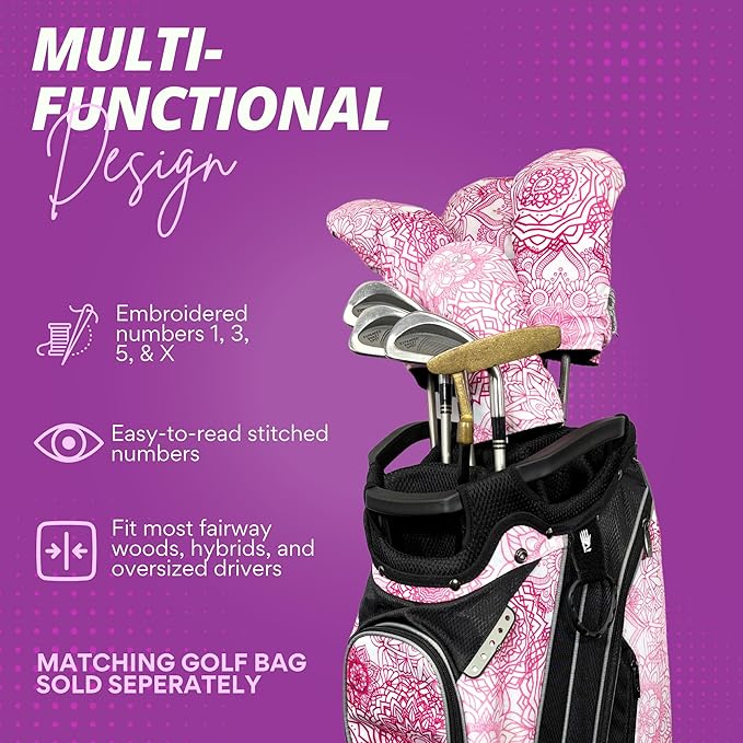 Taboo Fashions Resort Collection Golf Club Covers for Women - Numbered Golf Headcovers Set for Driver, Fairway and Hybrid Clubs - Weather Resistant, Pack of 4
