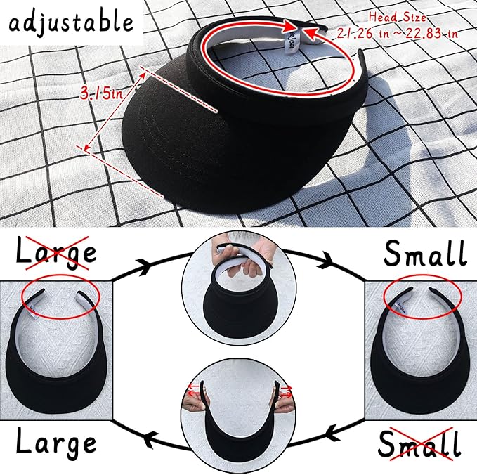 2 Pack Visor Women Men Sun Hat Clip On Visors Adjustable Sport Wide Brim Cap