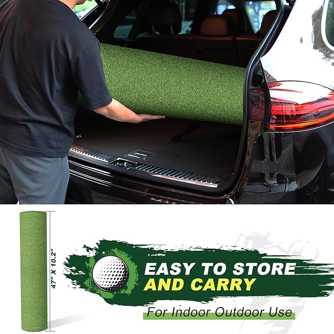 LIBERRWAY Thicken Golf Mat, 5x4ft Practice Turf, Indoor/Outdoor, Training Aid with 9 Golf Balls