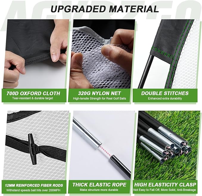 Golf Net with Multiple Target, Golf Hitting Aid Nets 10x7FT for Backyard Driving Chipping Training Swing with Practice Mat, Gifts for Men Dad Him and Golfer