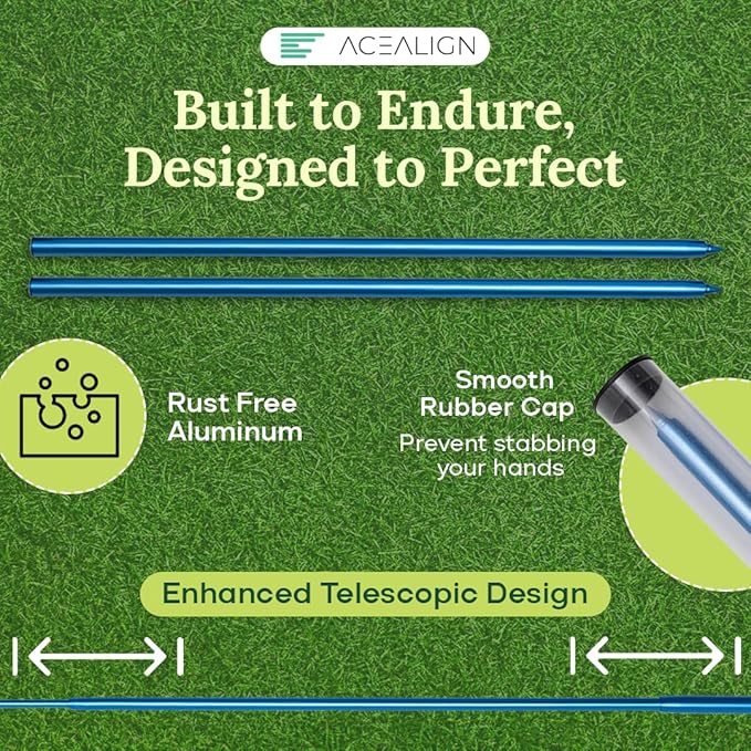 2-Pack Golf Alignment Sticks – Durable Golf Training Sticks & Alignment Rods for Swing Training, Telescopic Golf Aiming Stick for Setup & Posture, Golf Alignment Tool for All Skill Levels.