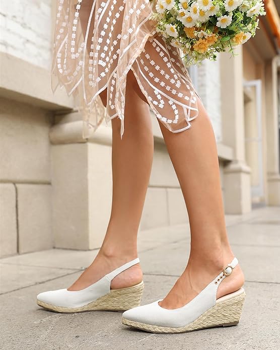 Juliet Holy Womens Wedge Sandals Espadrilles Closed Toe Slingback Buckle Strap Comfortable Casual Summer Wedges Shoes