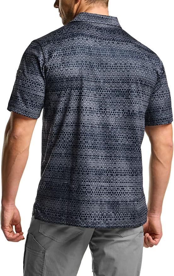 CQR Men's Polo Shirts, Tactical Short Sleeve Golf Performance Shirts, Lightweight Dry Fit UPF 50+ Pique