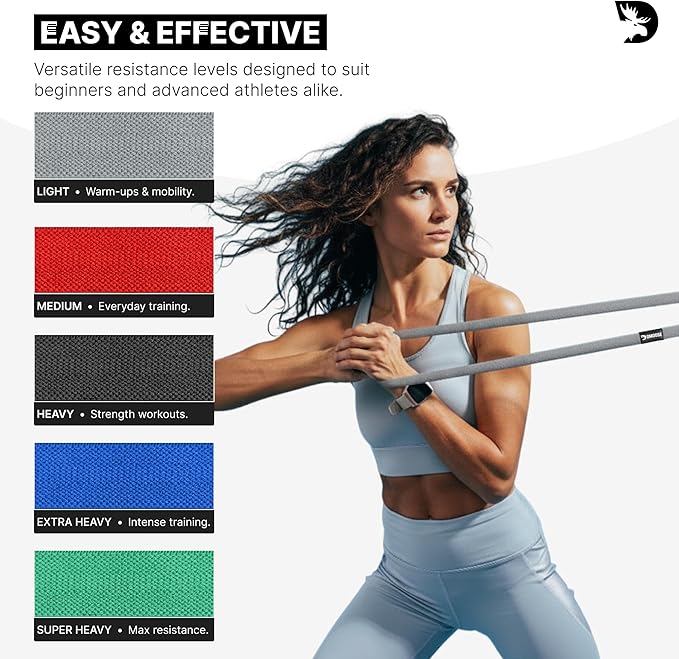 DMoose Fitness Fabric Resistance Bands for Full Body Exercises - Non-Slip Thick Cloth Stretch Band for Squats, Lunges & Bicep Curls - Long Resistance Bands for Working Out - Booty Band for Men & Women