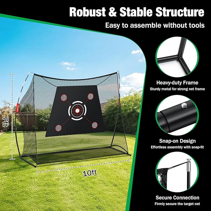 MoKo Golf Net, 10 x 7ft Golf Practice Net with 2 Targets, Portable Hitting Nets for Backyard Garage Indoor, Improve Swing Putting Pitching, Gift for Men & Golfer