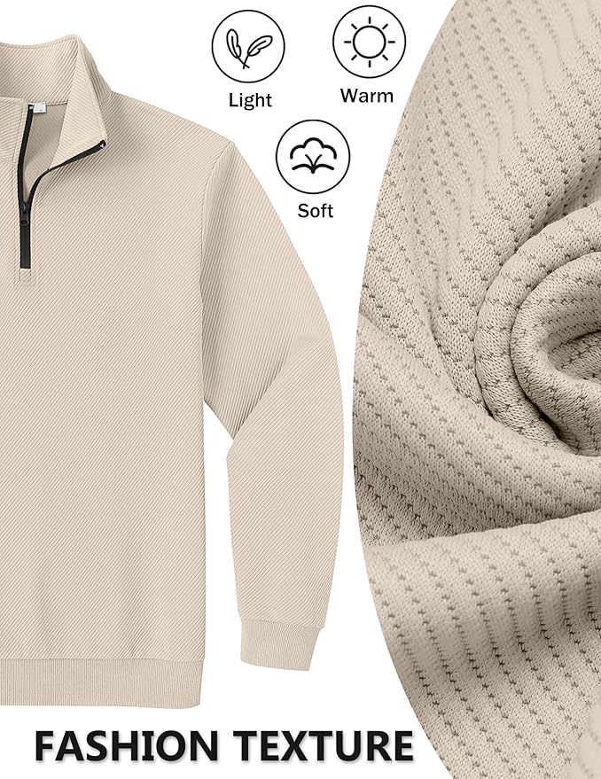 COOFANDY Mens Quarter Zip Pullover Sweatshirts Lightweight Long Sleeve Mock Neck Sweater Polo
