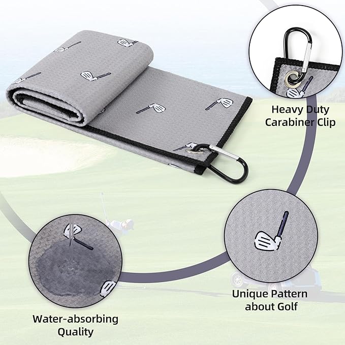 Mile High Life Printed Golf Towel(16"x24"), Brush Tool Kit, Divot Repair Tool, Microfiber Towel，Brush with 2FT Retractable Cord, Repair Tool w Magnetic Golf Ball Marker