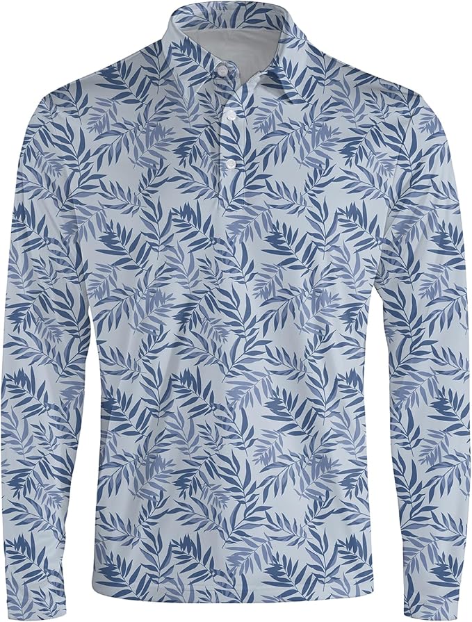 Men's Long Sleeve Golf Shirt Quick Dry 3 Button Work Fishing Outdoor Casual Collar Shirt
