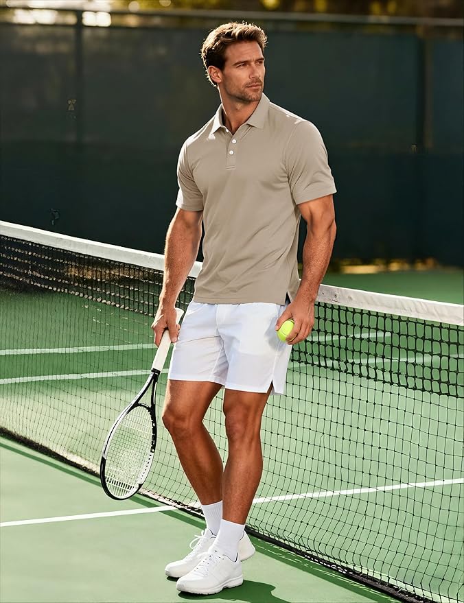 MAGCOMSEN Men's Polo Shirts 3 Buttons Casual Work T Shirts Quick Dry Short Sleeve Golf Shirt Pique Jersey Outdoor Performance