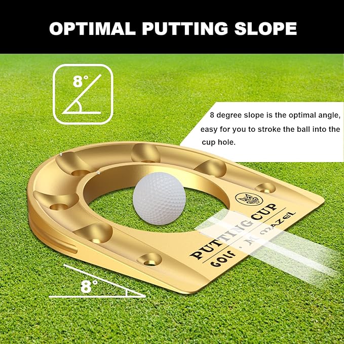 MAZEL Golf Putting Cup Hole Accuracy Trainer - Anodized Milled Aluminum Alloy Putting Training Aid for Indoor Outdoor Practice, with Carry Bag