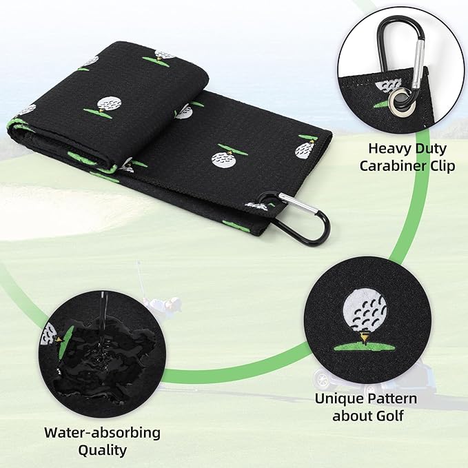 Mile High Life Printed Golf Towel(16"x24"), Brush Tool Kit, Divot Repair Tool, Microfiber Towel，Brush with 2FT Retractable Cord, Repair Tool w Magnetic Golf Ball Marker