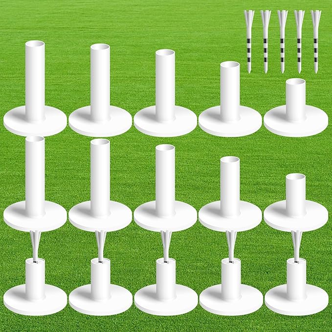 FINGER TEN Golf Rubber Tees Driving Range 3 Inch 1.5'' 2.25'' 2.75'' 3.13'' Tee Holder for Mat 1.5'' 2'' with Plastic Tees Indoor Outdoor Use