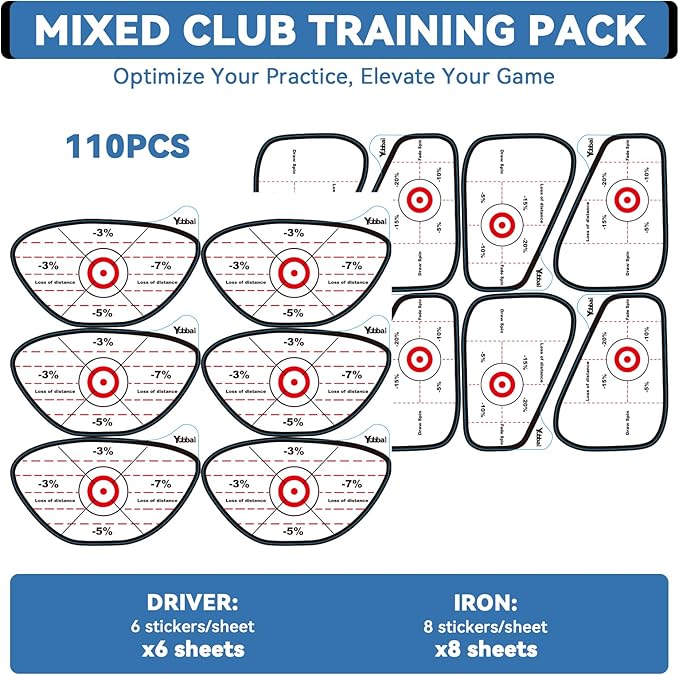 Golf Impact Tape - High-Resolution Strike Stickers for Iron, Wood & Fairway Clubs, Non-Residue, Swing Training Aid Impact Labels